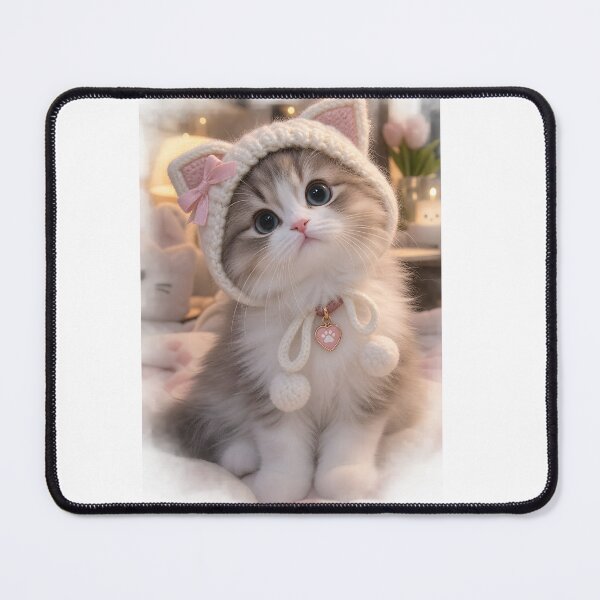 Item preview, Cute Cozy Kitten in Cat Ear Bonnet designed and sold by TinyWeird.