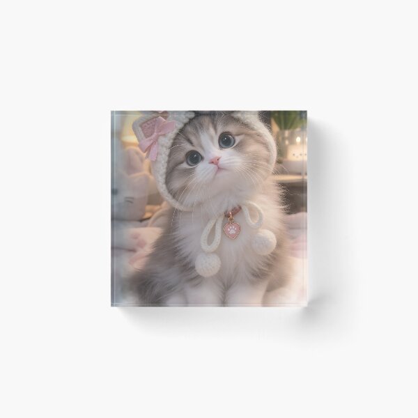 Item preview, Cute Cozy Kitten in Cat Ear Bonnet designed and sold by TinyWeird.