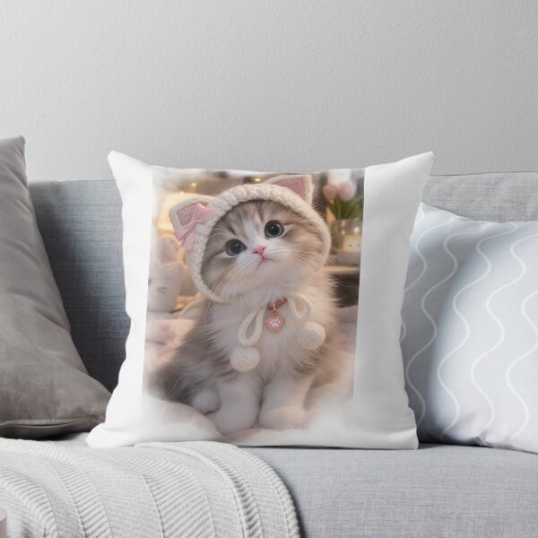 Item preview, Cute Cozy Kitten in Cat Ear Bonnet designed and sold by TinyWeird.