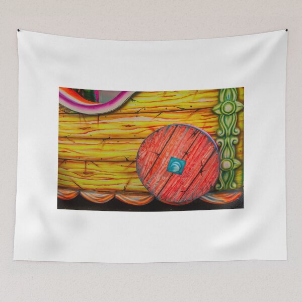 Item preview, Colorful Painted Carnival Float Panel With Red Wooden Wheel And Decorative Green Trim designed and sold by Nmallia.