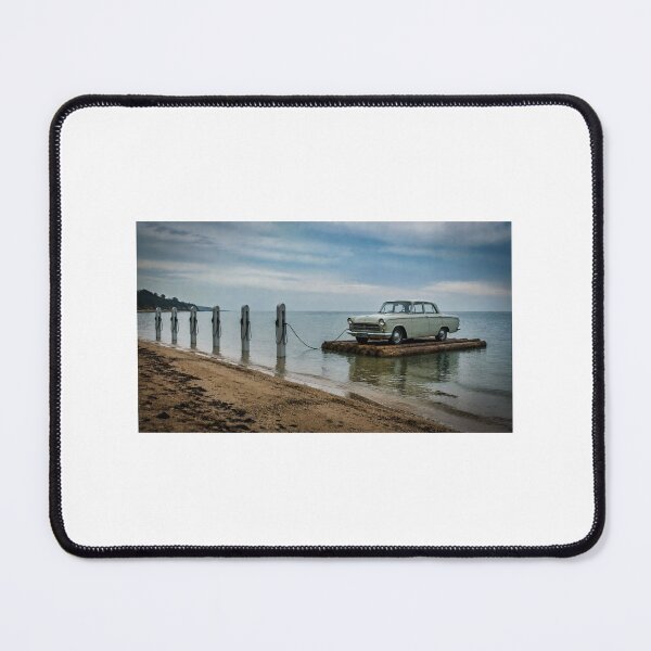 Item preview, A vintage car on a floating wooden raft, connected to a charging station designed and sold by Per-Madsen.