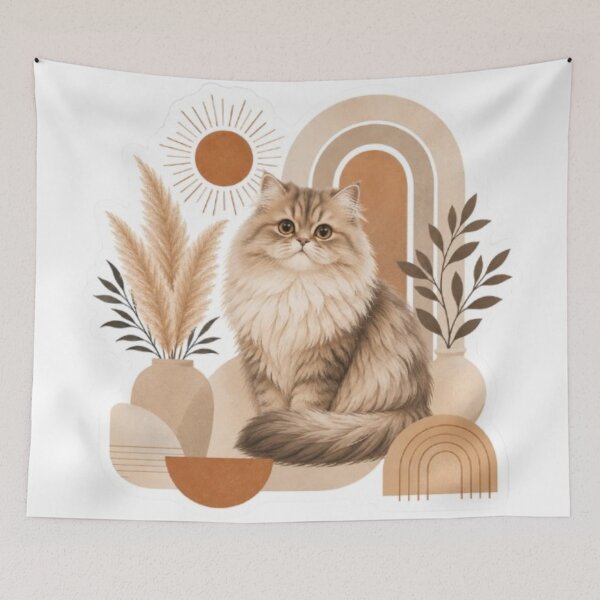 Item preview, Boho Cat with Pampas Grass and Sun designed and sold by Snurly.