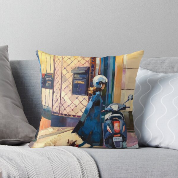 Item preview, Vintage Blue Vespa Scooter Travel Art Print Girl and Dog designed and sold by CARRAANN.