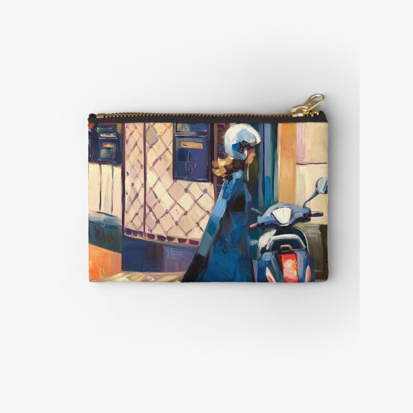 Item preview, Vintage Blue Vespa Scooter Travel Art Print Girl and Dog designed and sold by CARRAANN.