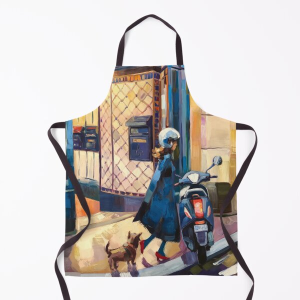 Item preview, Vintage Blue Vespa Scooter Travel Art Print Girl and Dog designed and sold by CARRAANN.