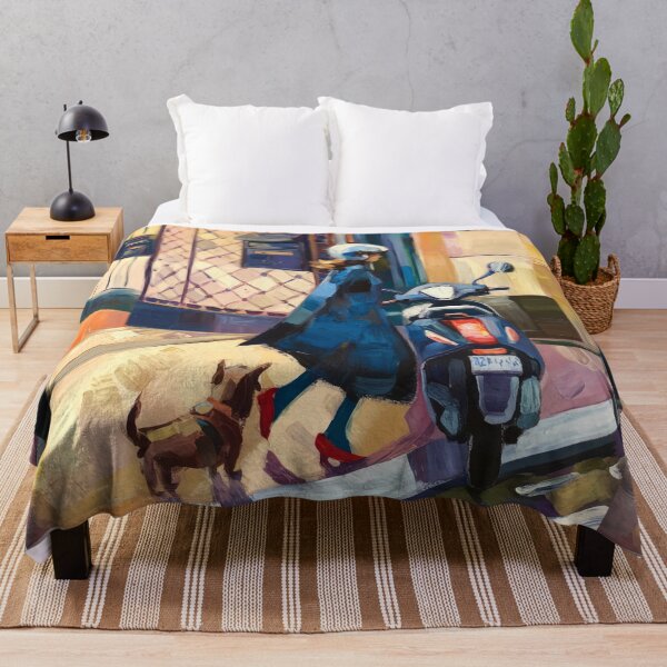 Item preview, Vintage Blue Vespa Scooter Travel Art Print Girl and Dog designed and sold by CARRAANN.