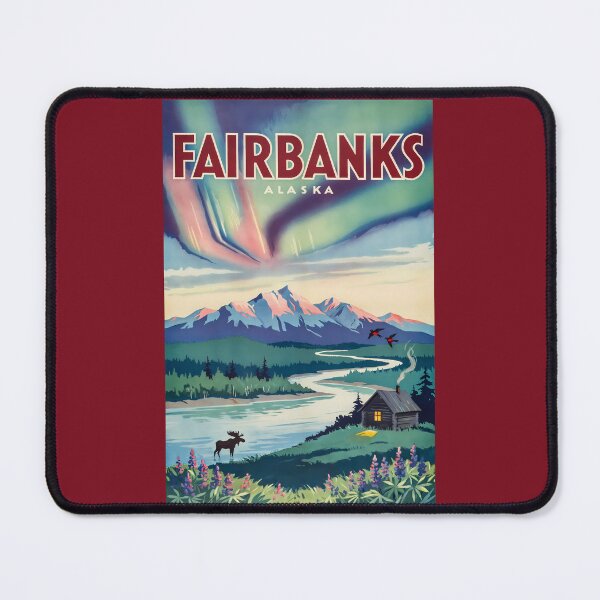 Item preview, Fairbanks Alaska Northern Lights Illustration Travel Art Vintage designed and sold by KrisSidDesigns.