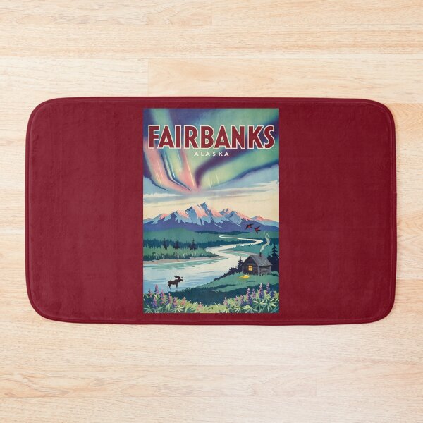 Item preview, Fairbanks Alaska Northern Lights Illustration Travel Art Vintage designed and sold by KrisSidDesigns.