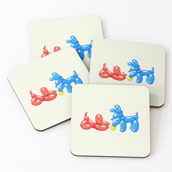 Item preview, Red & Blue Balloon Dogs with Yellow Ball designed and sold by DesgnsxGifts.