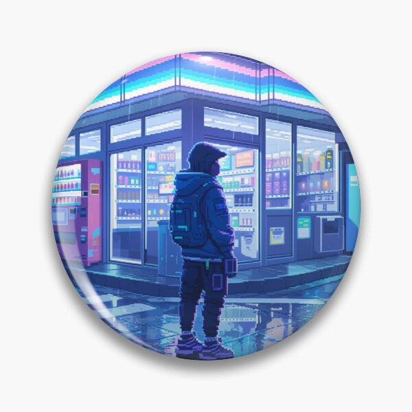 Item preview, Neon Midnight Convenience Store Pixel Art designed and sold by NijiWorld.