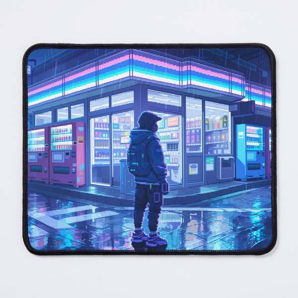 Item preview, Neon Midnight Convenience Store Pixel Art designed and sold by NijiWorld.