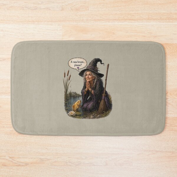 Item preview, A New Broom Please Funny Witch and Goldfish Vintage Fantasy Design designed and sold by Alpine-Ink.