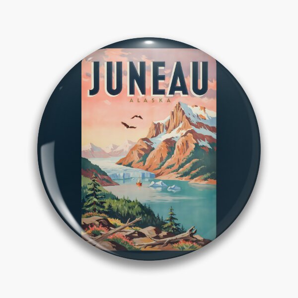 Item preview, Juneau Alaska Glacier Illustration Travel Art Vintage designed and sold by KrisSidDesigns.