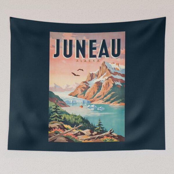 Item preview, Juneau Alaska Glacier Illustration Travel Art Vintage designed and sold by KrisSidDesigns.