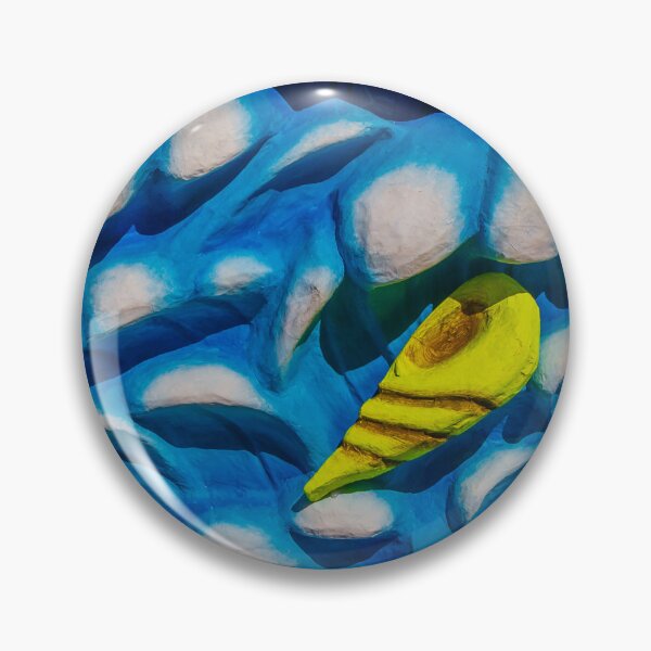 Item preview, Vibrant Blue Sculptural Wall With Yellow Shell Accent On Abstract Wave Relief Art designed and sold by Nmallia.