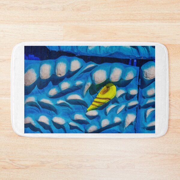 Item preview, Vibrant Blue Sculptural Wall With Yellow Shell Accent On Abstract Wave Relief Art designed and sold by Nmallia.