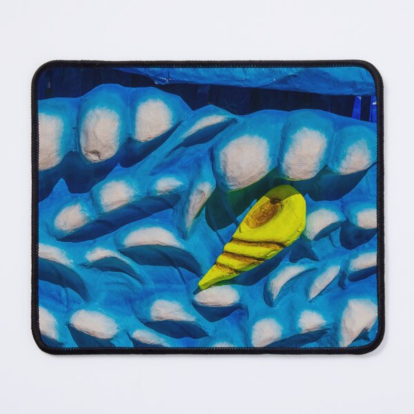 Item preview, Vibrant Blue Sculptural Wall With Yellow Shell Accent On Abstract Wave Relief Art designed and sold by Nmallia.