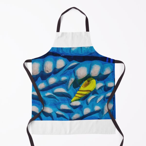 Item preview, Vibrant Blue Sculptural Wall With Yellow Shell Accent On Abstract Wave Relief Art designed and sold by Nmallia.