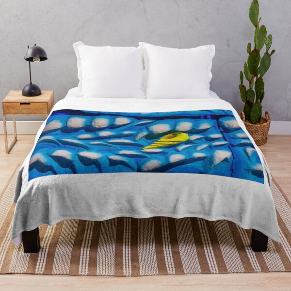 Item preview, Vibrant Blue Sculptural Wall With Yellow Shell Accent On Abstract Wave Relief Art designed and sold by Nmallia.