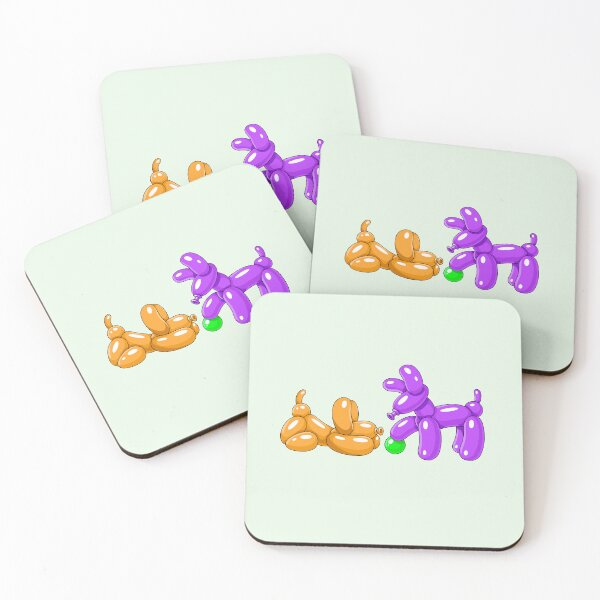 Item preview, Orange & Purple Balloon Dogs with Green Ball designed and sold by DesgnsxGifts.