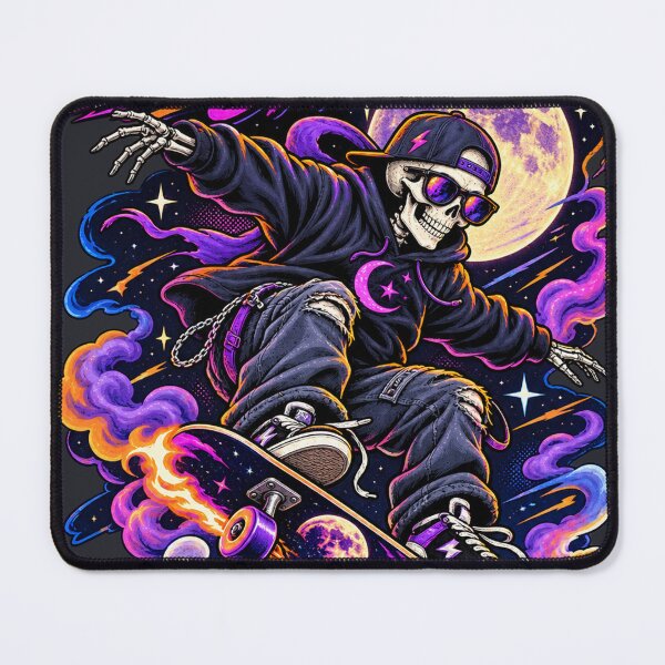 Item preview, Moonlight Fueled Skeleton Skateboarder | Y2K Cosmic Skate Streetwear | Neon Night Graphic Tee designed and sold by warlistop.