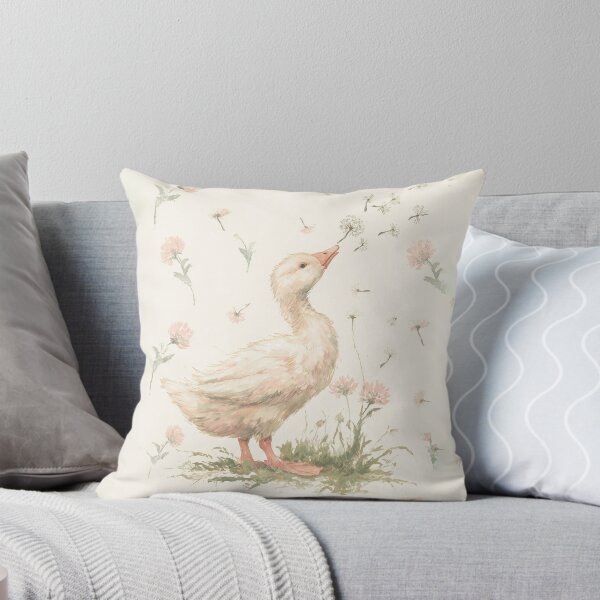 Item preview, Dreamy Goose Blowing Dandelion Seeds Watercolor designed and sold by GoodOldPrints4.