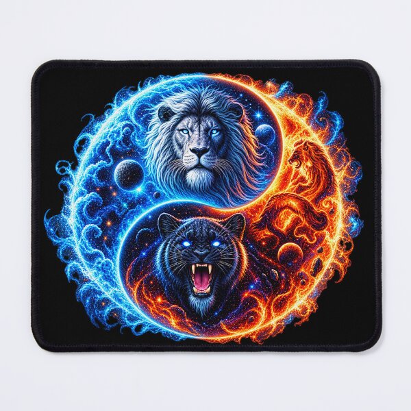 Item preview, Cosmic Yin Yang Lion & Panther – Fire and Ice designed and sold by TroviTutto.