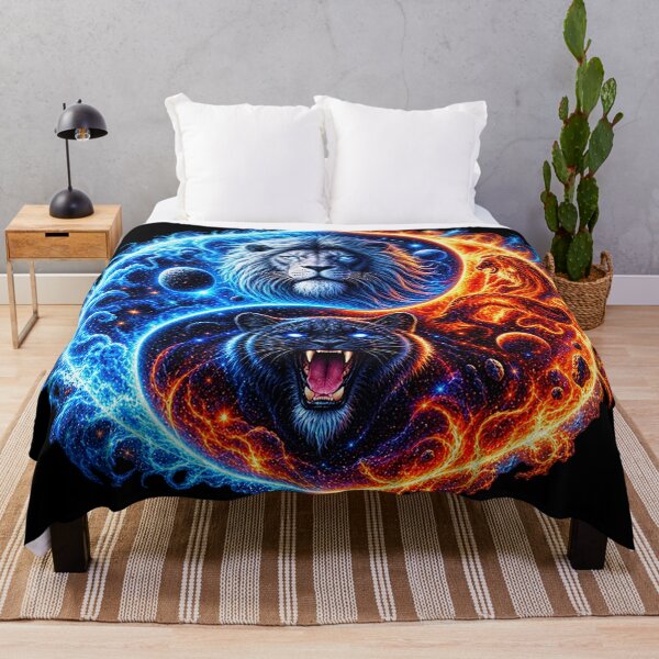 Item preview, Cosmic Yin Yang Lion & Panther – Fire and Ice designed and sold by TroviTutto.