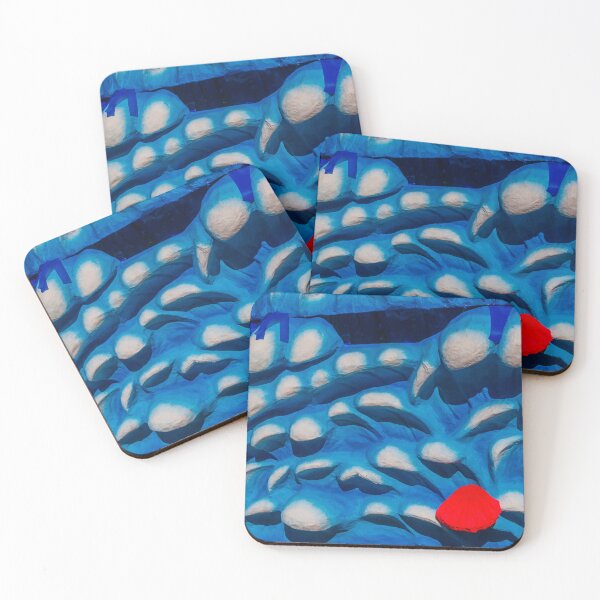 Item preview, Abstract Blue Sculptural Relief With Red Accent, Textured Wave Pattern and Organic Shapes designed and sold by Nmallia.