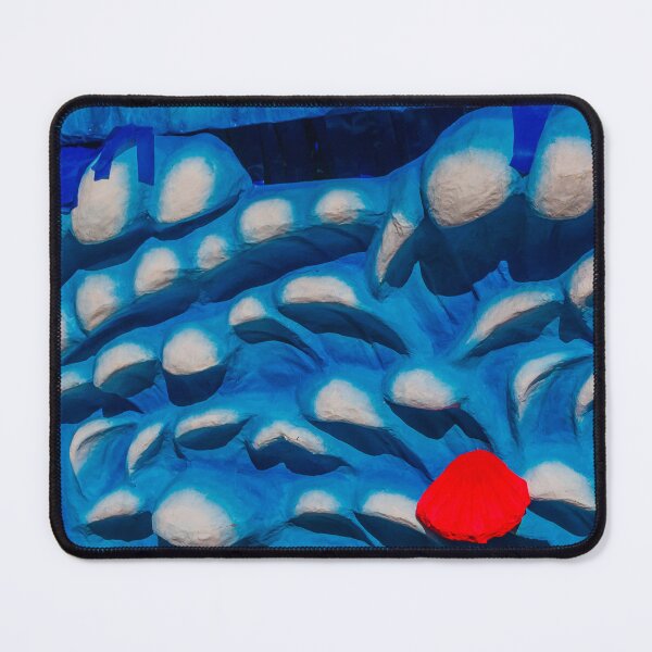 Item preview, Abstract Blue Sculptural Relief With Red Accent, Textured Wave Pattern and Organic Shapes designed and sold by Nmallia.