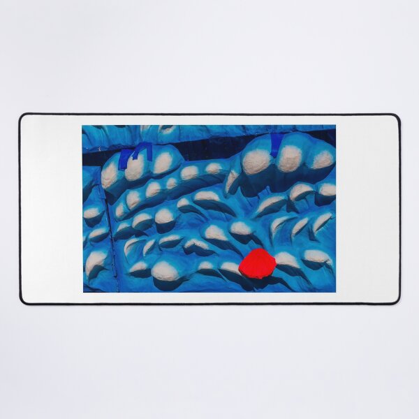 Item preview, Abstract Blue Sculptural Relief With Red Accent, Textured Wave Pattern and Organic Shapes designed and sold by Nmallia.