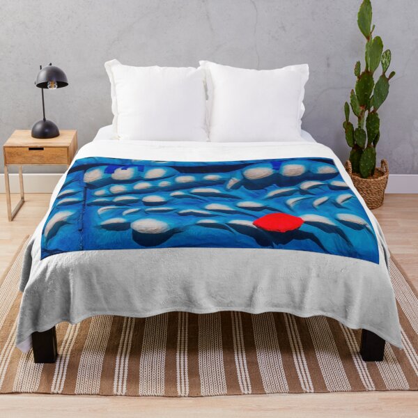 Item preview, Abstract Blue Sculptural Relief With Red Accent, Textured Wave Pattern and Organic Shapes designed and sold by Nmallia.
