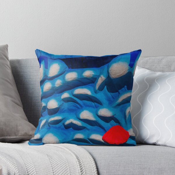 Item preview, Abstract Blue Sculptural Relief With Red Accent, Textured Wave Pattern and Organic Shapes designed and sold by Nmallia.