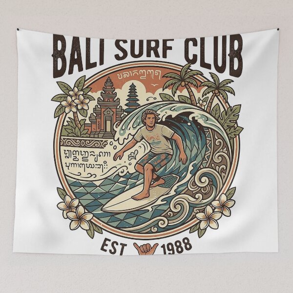 Item preview, Vintage Bali Surf Club Tropical Retro Surfer designed and sold by cannsuh.