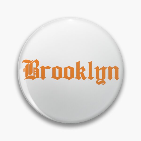 Item preview, Brooklyn in orange gothic text designed and sold by Hoods and Boros.