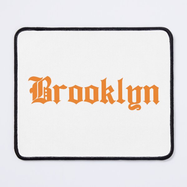 Item preview, Brooklyn in orange gothic text designed and sold by Hoods and Boros.
