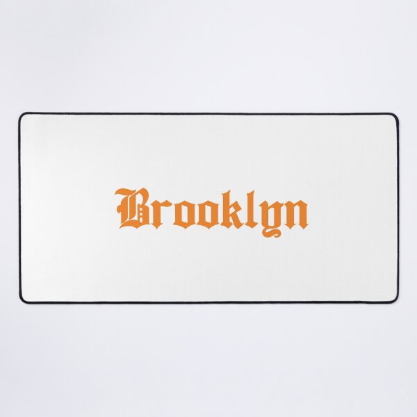 Item preview, Brooklyn in orange gothic text designed and sold by Hoods and Boros.