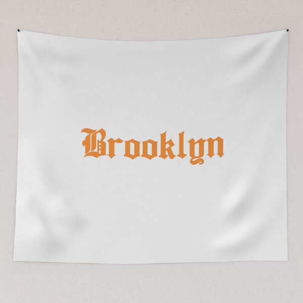 Item preview, Brooklyn in orange gothic text designed and sold by Hoods and Boros.