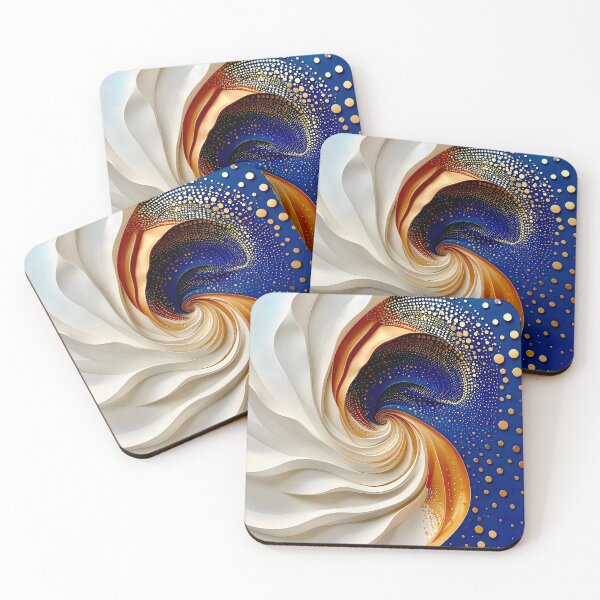 Item preview, Swirling Vortex of Color in Blue and Gold designed and sold by Vicky Brago-Mitchell®.