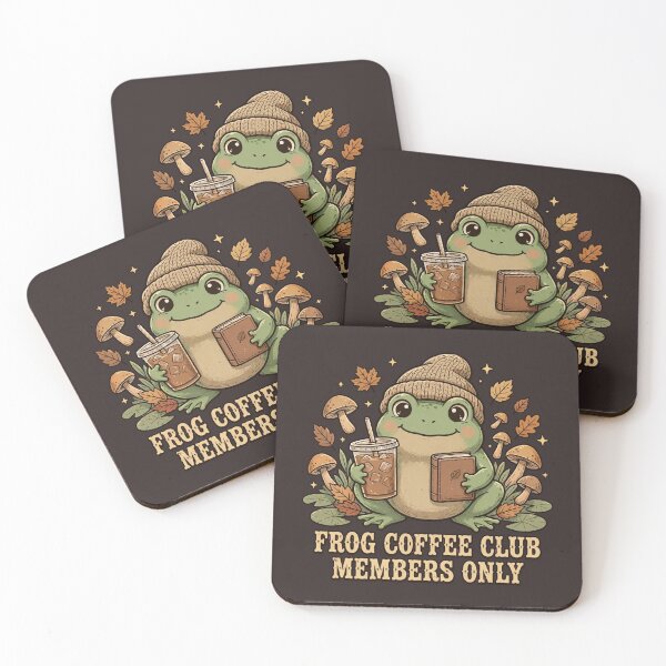 Item preview, Frog Coffee Club Members Only - Cute Frog Reading Book Iced Coffee Cottagecore designed and sold by PrettyCrypt.