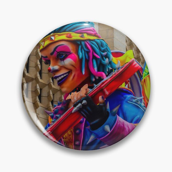 Item preview, Colorful Clown Parade Float Playing Guitar at Urban Carnival Festival in Front of Modern Building designed and sold by Nmallia.