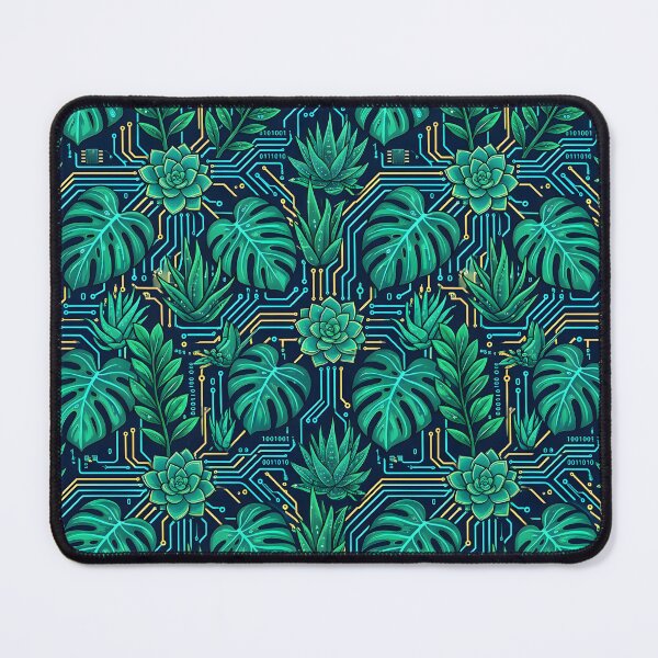 Item preview, Cyber Botanical Circuit Board Seamless Pattern Desk Mat designed and sold by ThirdShiftLab.