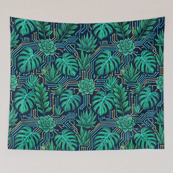 Item preview, Cyber Botanical Circuit Board Seamless Pattern Desk Mat designed and sold by ThirdShiftLab.