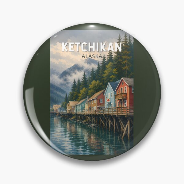 Item preview, Ketchikan Alaska Illustration Travel Art Vintage designed and sold by KrisSidDesigns.