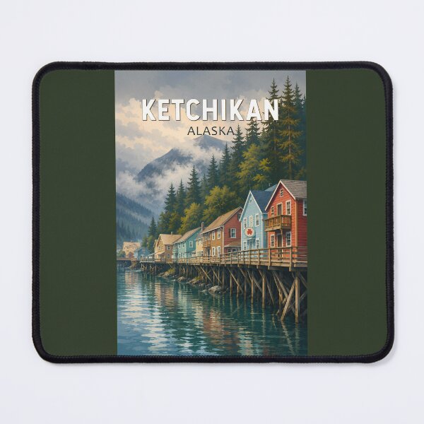 Item preview, Ketchikan Alaska Illustration Travel Art Vintage designed and sold by KrisSidDesigns.