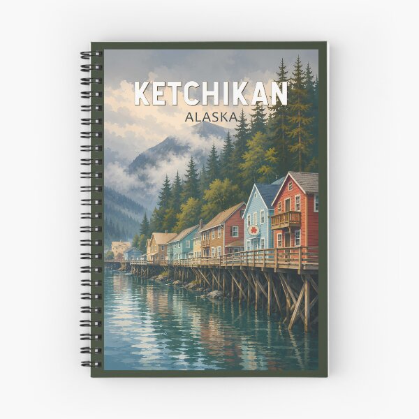 Item preview, Ketchikan Alaska Illustration Travel Art Vintage designed and sold by KrisSidDesigns.