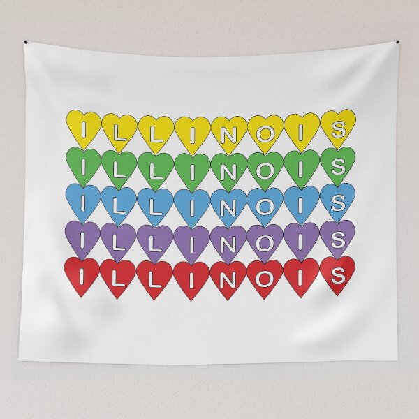 Item preview, Illinois Colorful Heart Love Design designed and sold by ValeriesGallery.