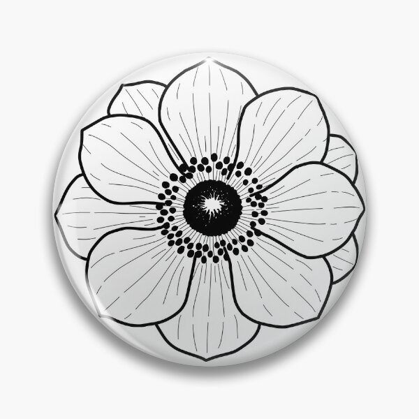 Item preview, White Anemone Black Center Minimalist Tattoo - Wedding Flower Line Art  designed and sold by Rare Botanical .
