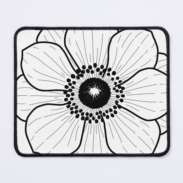 Item preview, White Anemone Black Center Minimalist Tattoo - Wedding Flower Line Art designed and sold by Rare Botanical .