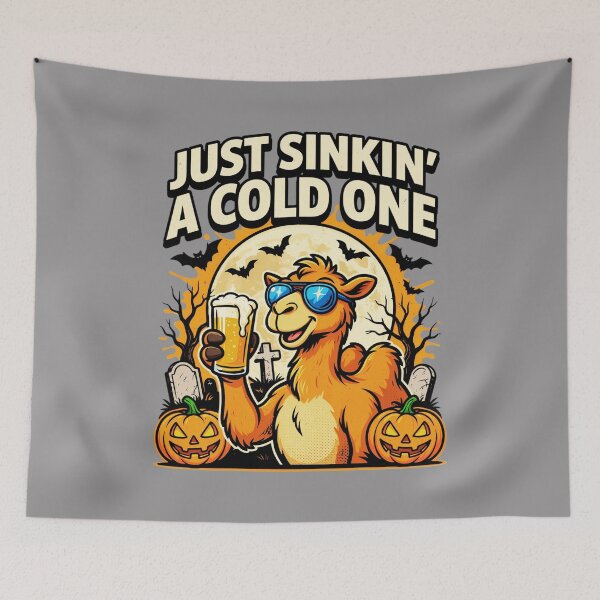 Item preview, Halloween Camel Drinking Beer Funny Cold One T-Shirt – Just Sinkin' a Cold One Halloween – Funny Beer T-Shirt designed and sold by Grang Art Artistic Designs.